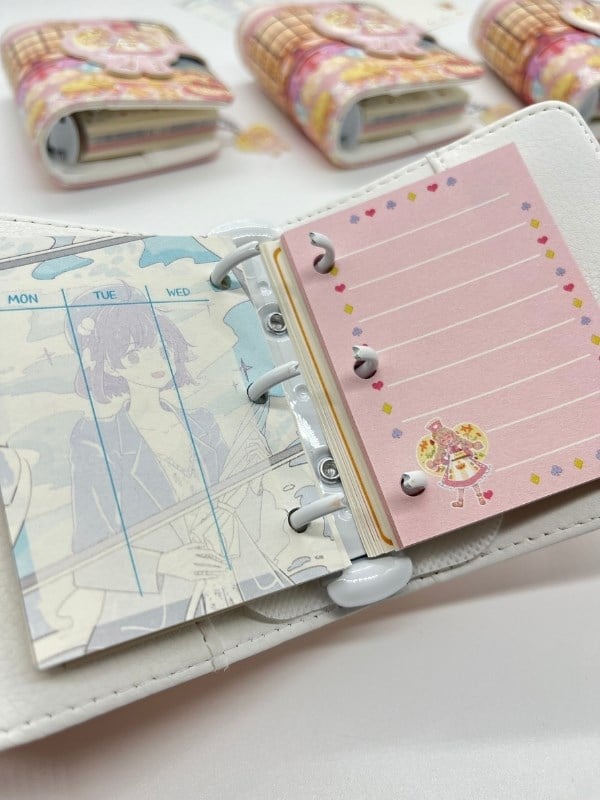 Kawaii Dessert Shop Tatlıcı Temalı Charmlı Mini Planlayıcı Spiralli Defter/80 Yaprak/Mıknatıs Ajanda