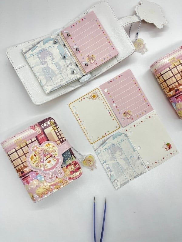 Kawaii Dessert Shop Tatlıcı Temalı Charmlı Mini Planlayıcı Spiralli Defter/80 Yaprak/Mıknatıs Ajanda