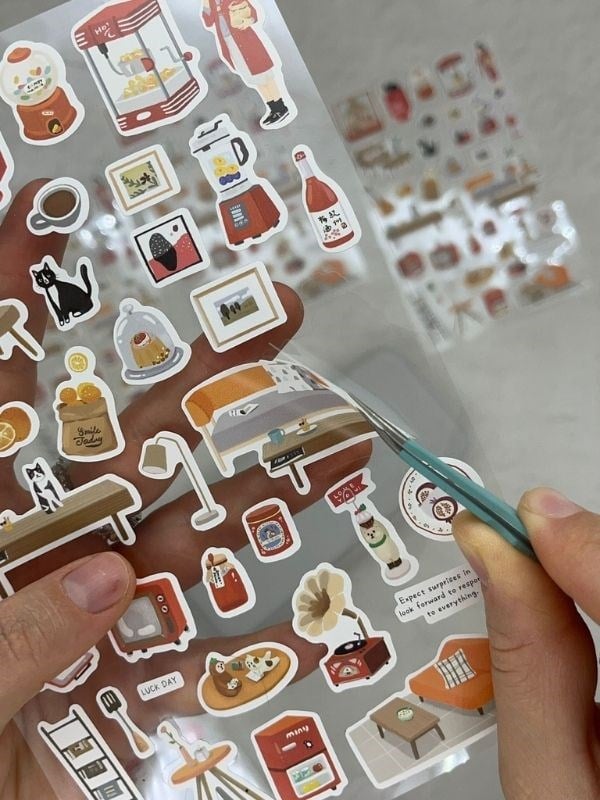Kawaii Günlük Rutinler 35 Adet Tek Yaprak Kırmızı Paket Sticker / Bullet Journal / Ajanda 