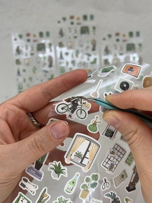 Kawaii Günlük Rutinler 41 Adet Tek Yaprak Yeşil Paket Sticker / Bullet Journal / Ajanda 