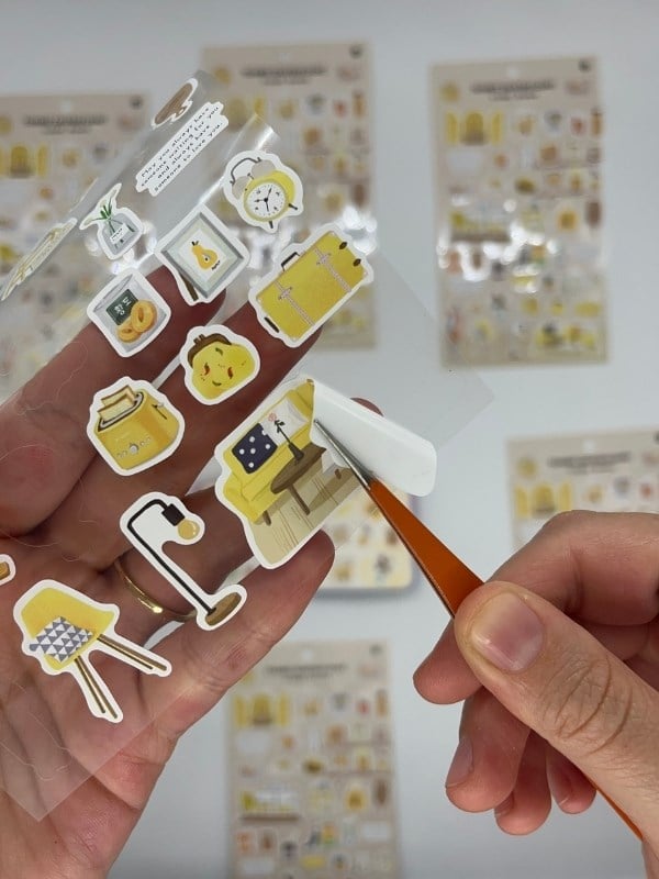 Kawaii Günlük Rutinler 42 Adet Tek Yaprak Sarı Paket Sticker / Bullet Journal / Ajanda
