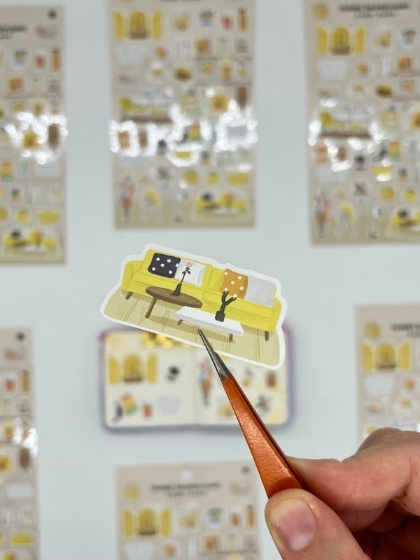 Kawaii Günlük Rutinler 42 Adet Tek Yaprak Sarı Paket Sticker / Bullet Journal / Ajanda