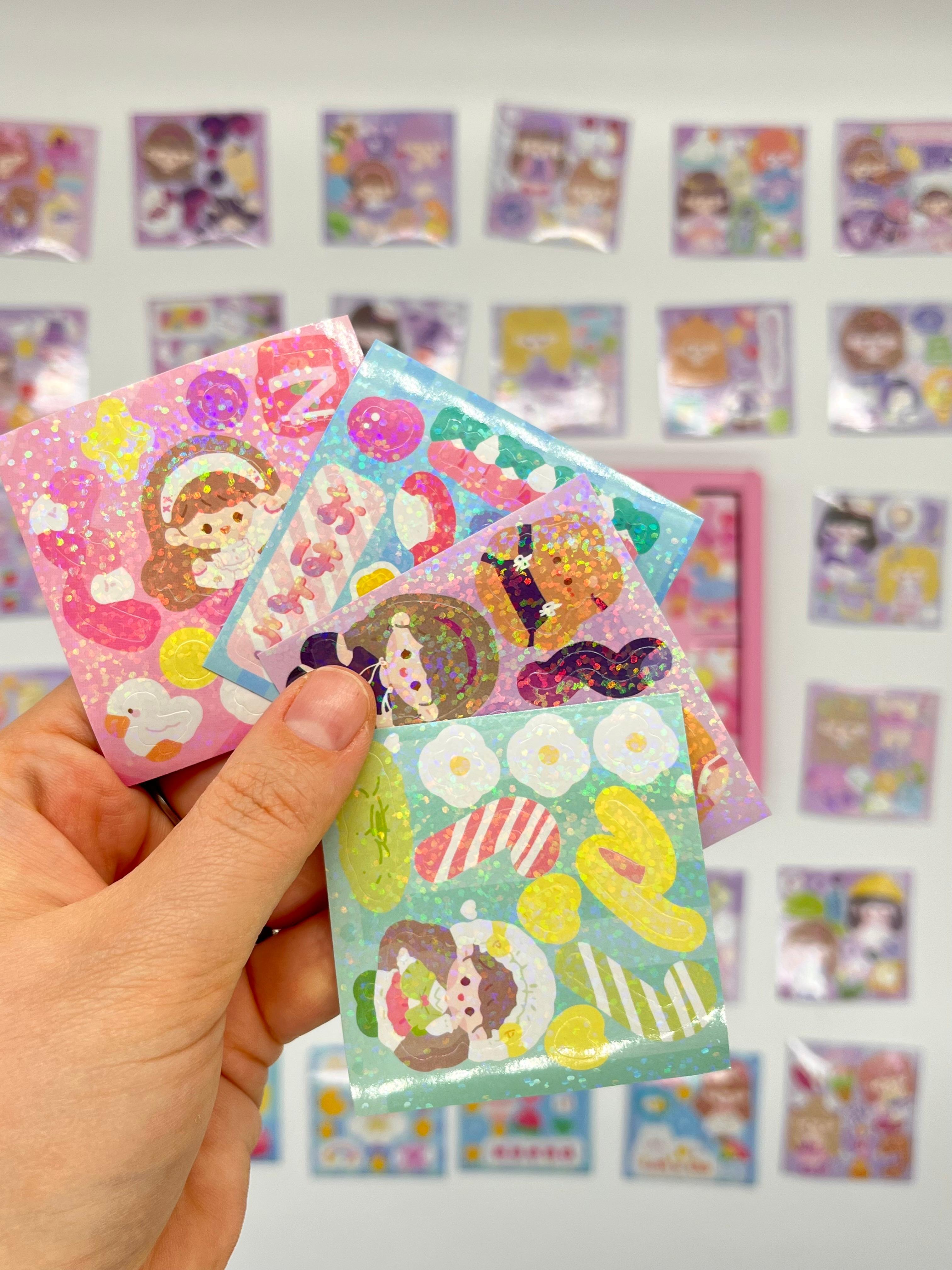 Kawaii Holografik Parıltı Kız Dünyası 8 Bölüm 200 Yaprak 1831 Adet Kutu Sticker Set/Etiket/Çıkartma