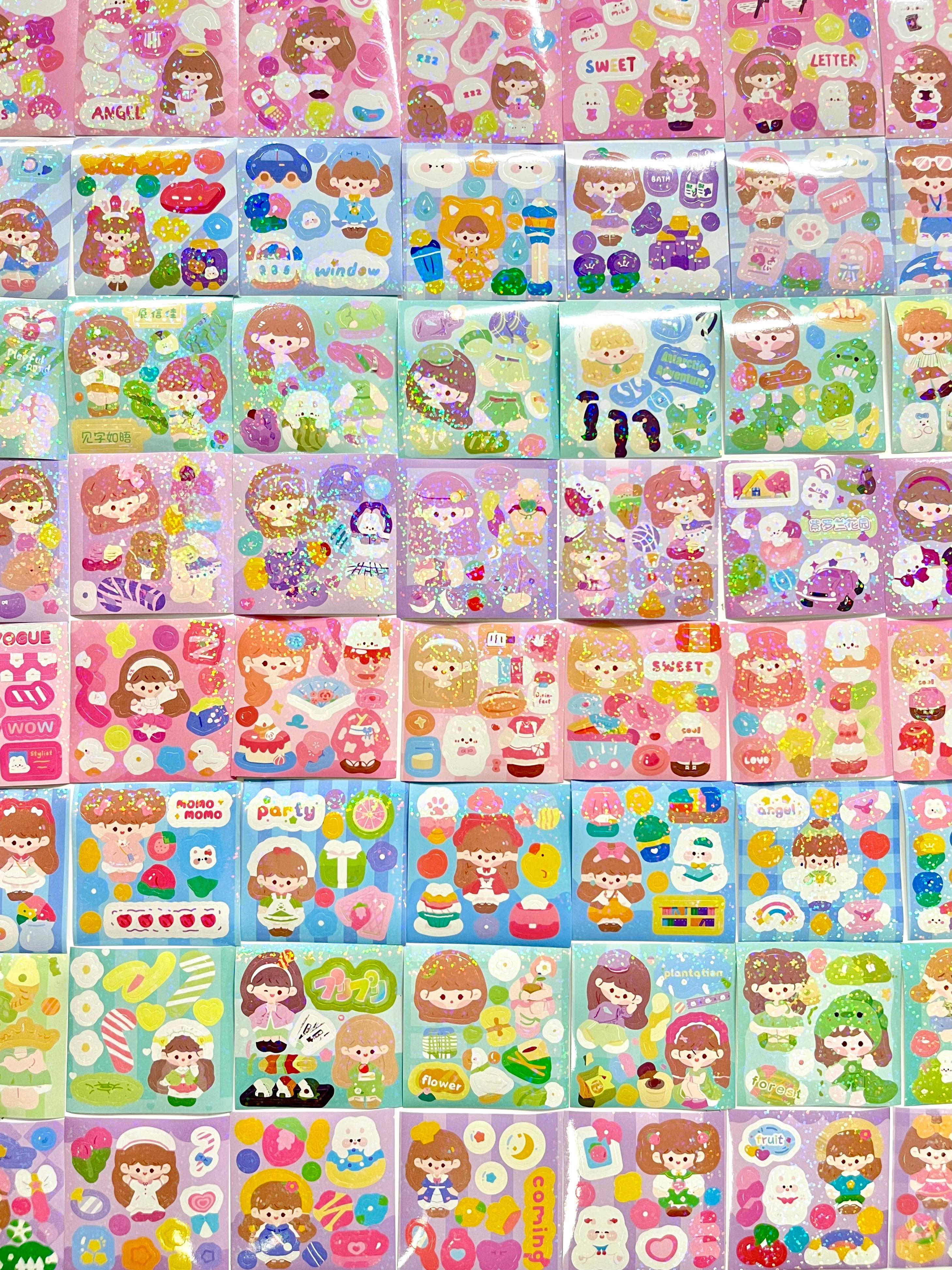 Kawaii Holografik Parıltı Kız Dünyası 8 Bölüm 200 Yaprak 1831 Adet Kutu Sticker Set/Etiket/Çıkartma