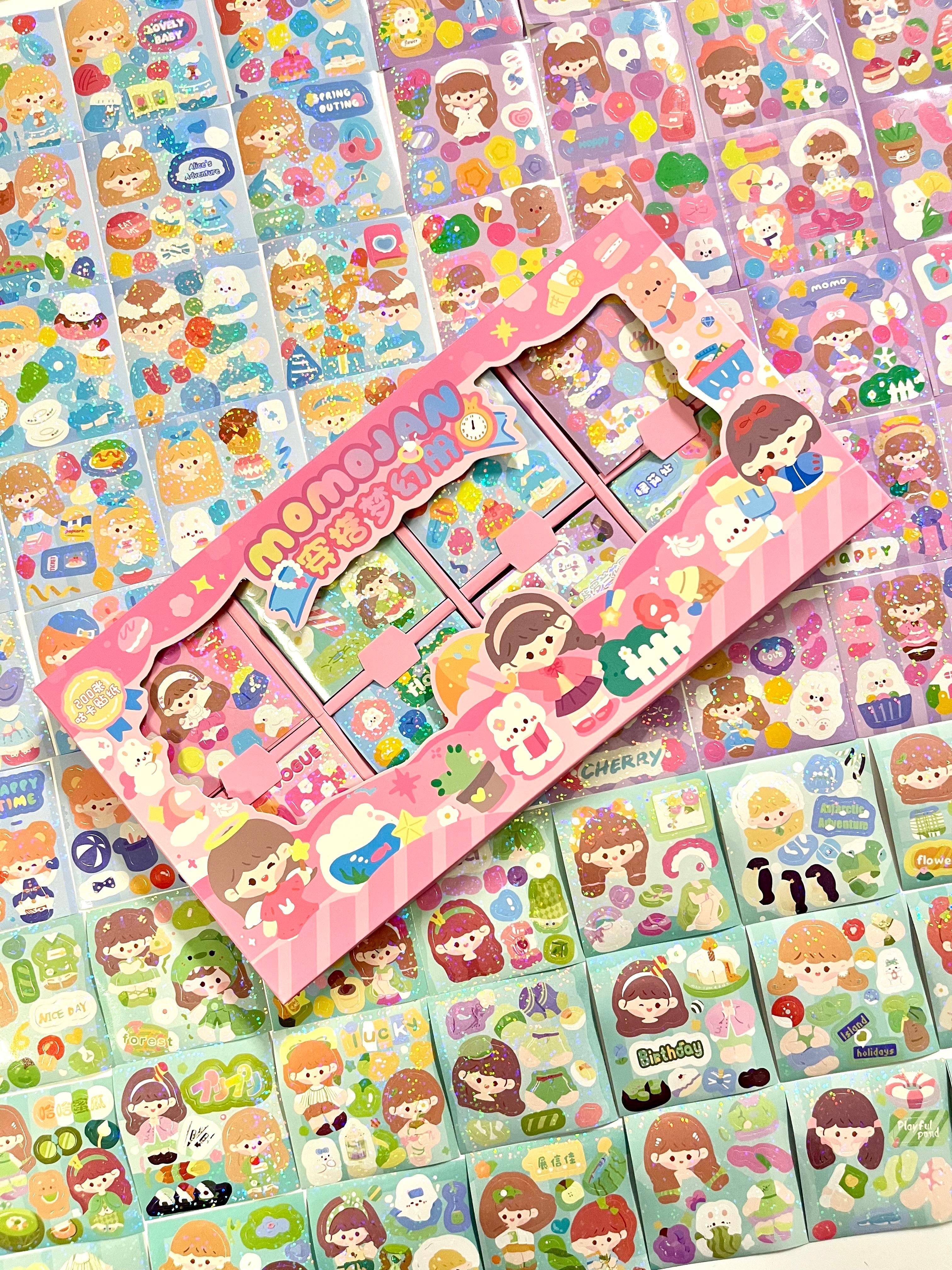 Kawaii Holografik Parıltı Kız Dünyası 8 Bölüm 200 Yaprak 1831 Adet Kutu Sticker Set/Etiket/Çıkartma