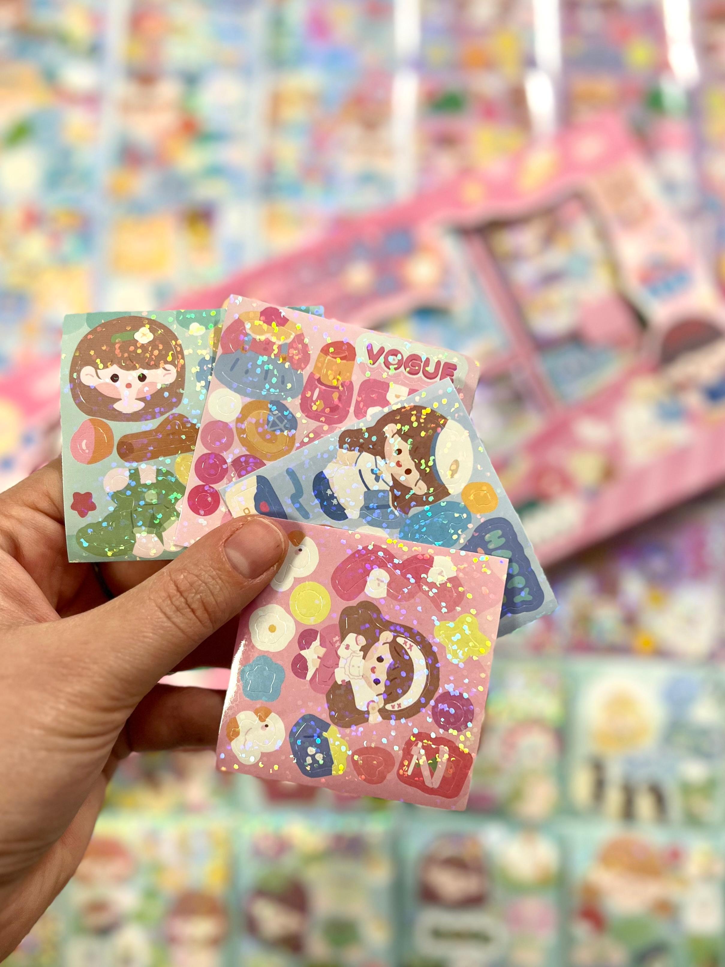Kawaii Holografik Parıltı Kız Dünyası 8 Bölüm 200 Yaprak 1831 Adet Kutu Sticker Set/Etiket/Çıkartma