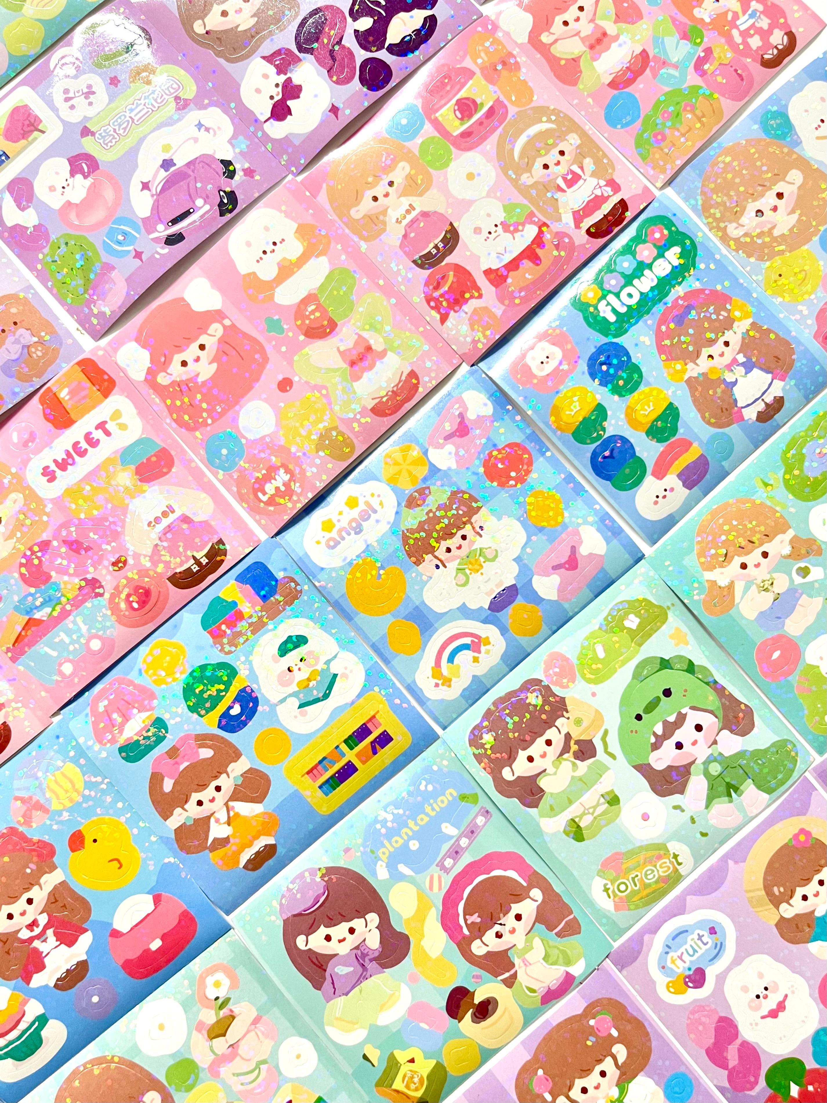 Kawaii Holografik Parıltı Kız Dünyası 8 Bölüm 200 Yaprak 1831 Adet Kutu Sticker Set/Etiket/Çıkartma