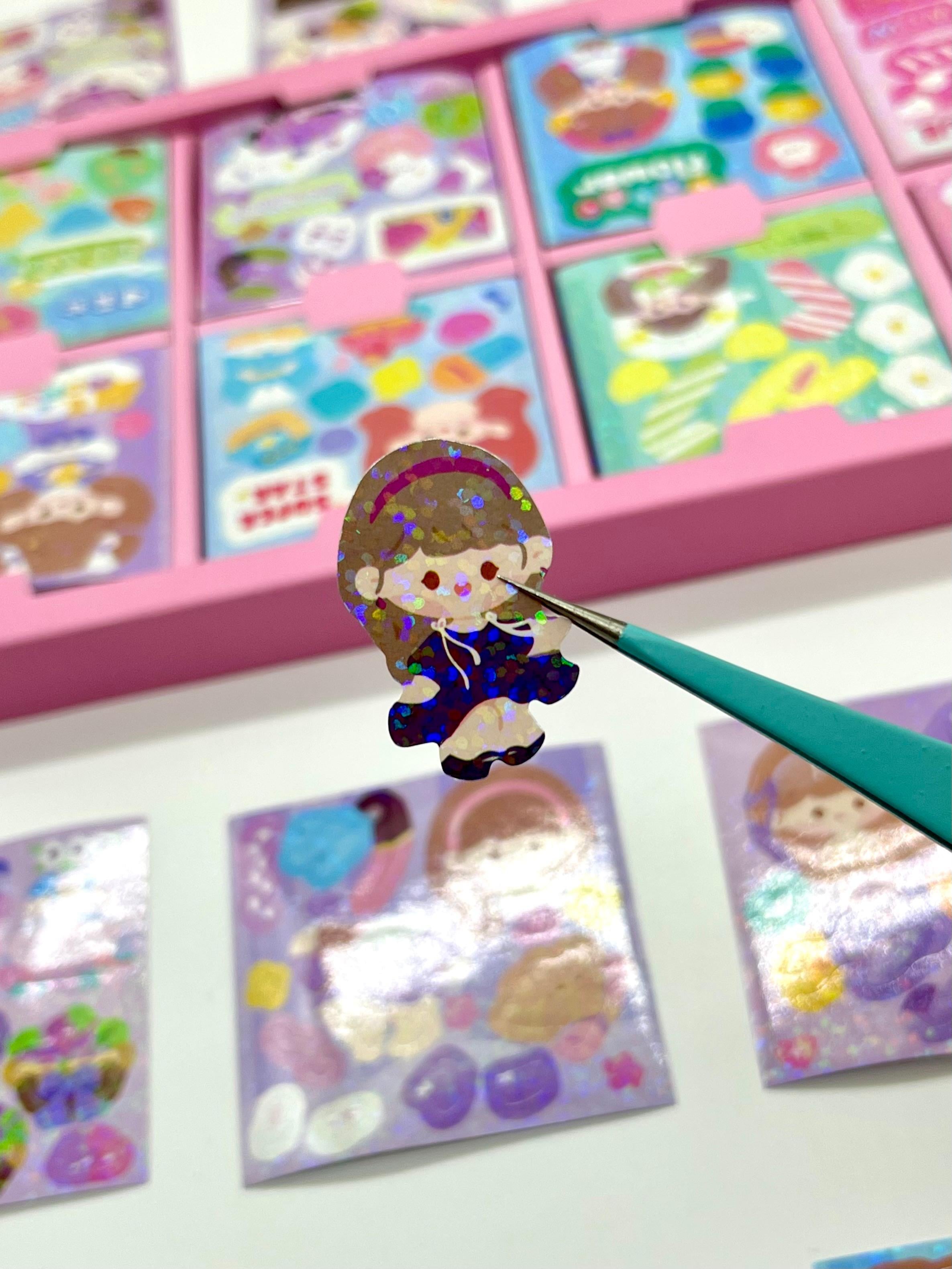 Kawaii Holografik Parıltı Kız Dünyası 8 Bölüm 200 Yaprak 1831 Adet Kutu Sticker Set/Etiket/Çıkartma