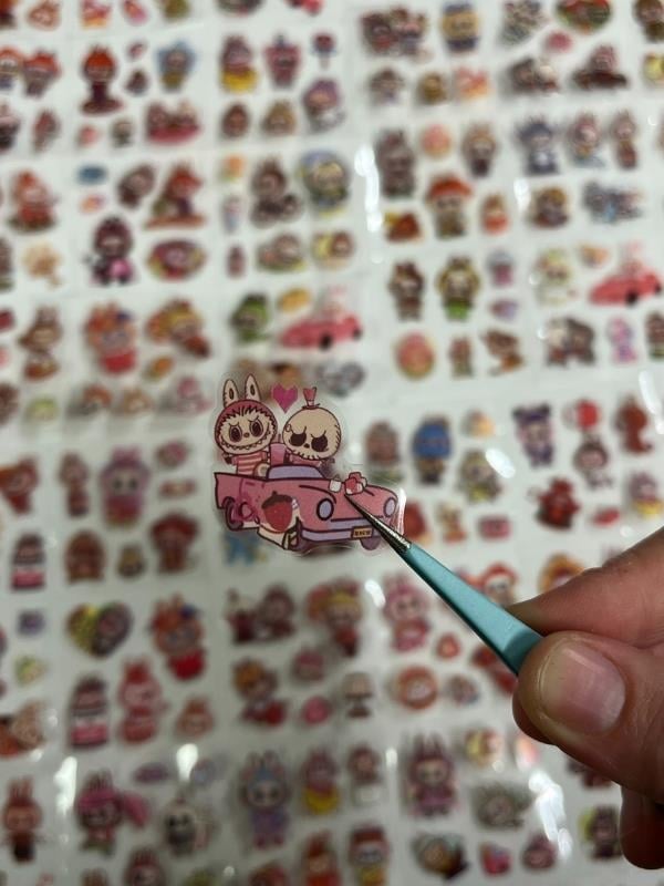 Kawaii Labubu Karakter Serisi Mavi Kutu 4 Bölüm 96 Yaprak 576 Adet Sticker Seti/etiket/çıkartma