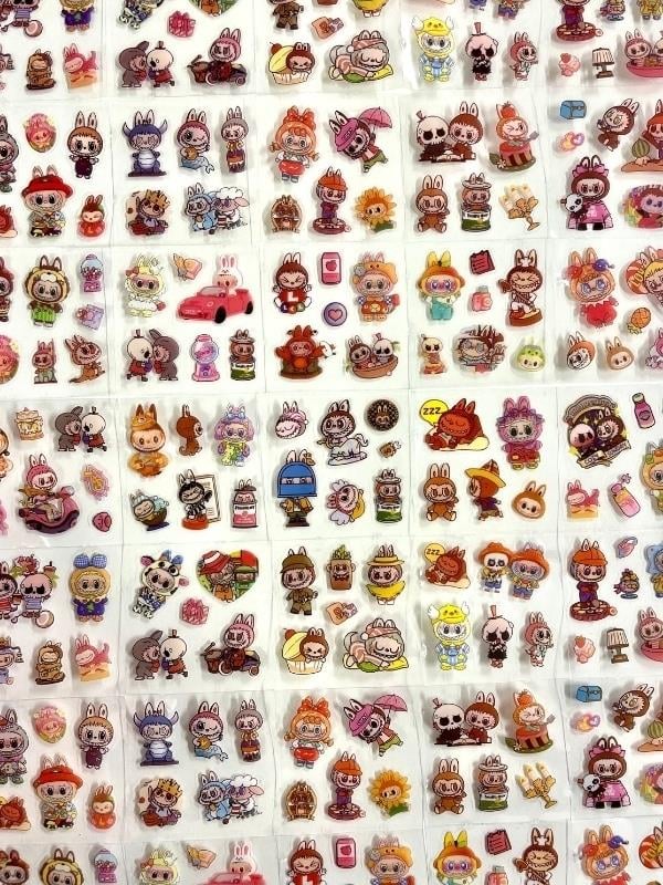 Kawaii Labubu Karakter Serisi Mor Kutu 4 Bölüm 96 Yaprak 576 Adet Sticker Seti/Etiket/Çıkartma