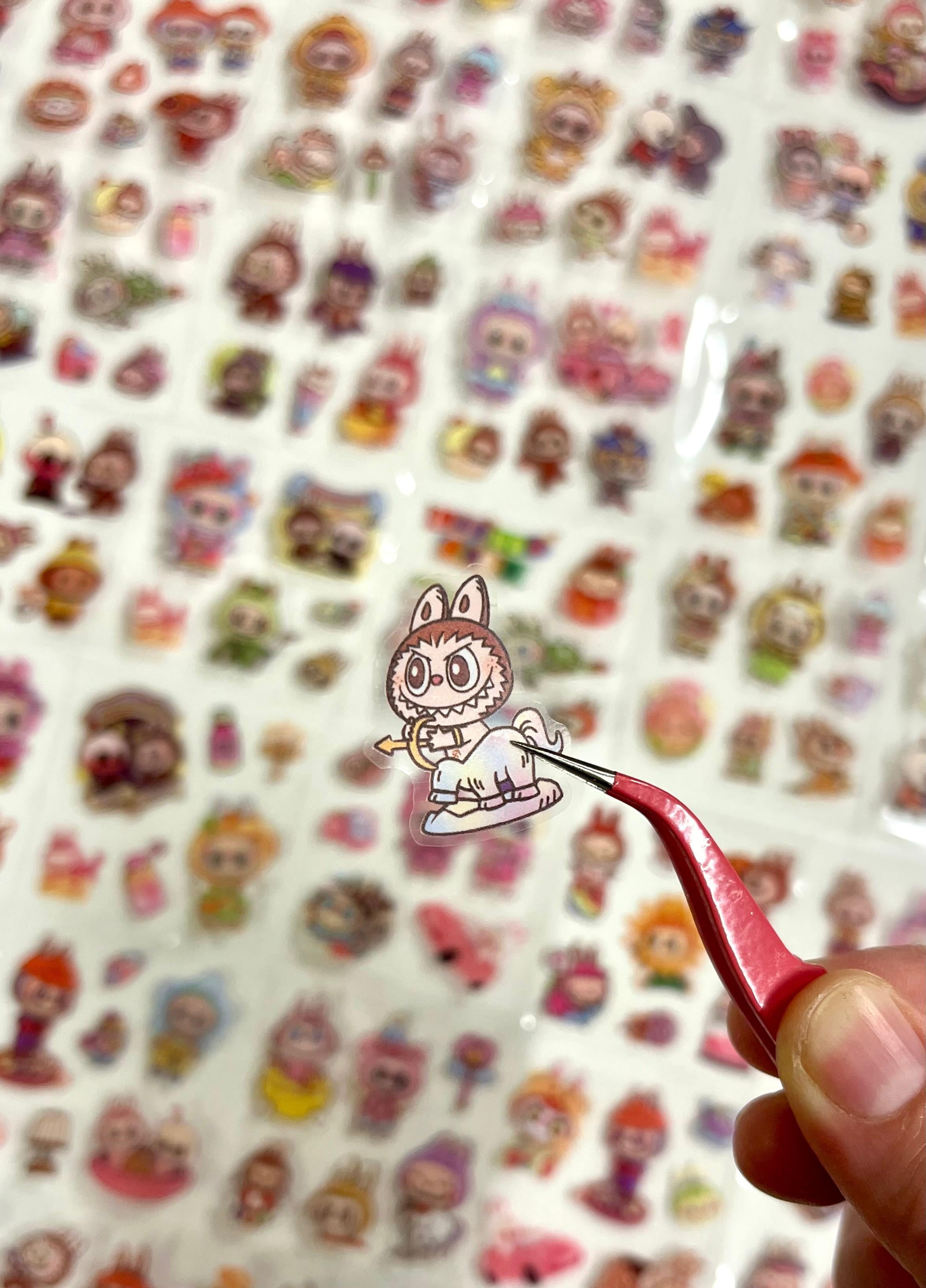 Kawaii Labubu Karakter Serisi Pembe Kutu 4 Bölüm 96 Yaprak 576 Adet Sticker Seti/Etiket/Çıkartma