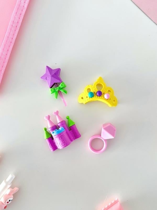 Kawaii Pink Dream 10 Parça Dopdolu Tatlı Pembe Çocuk Kırtasiye Seti/File Çanta/Sticker/Defter/Kalem