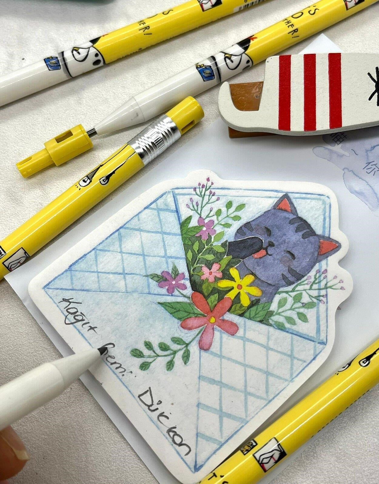 Kawaii Sarı Desenli Kalemtraşlı Kalın Uçlu Kurşun Kalem