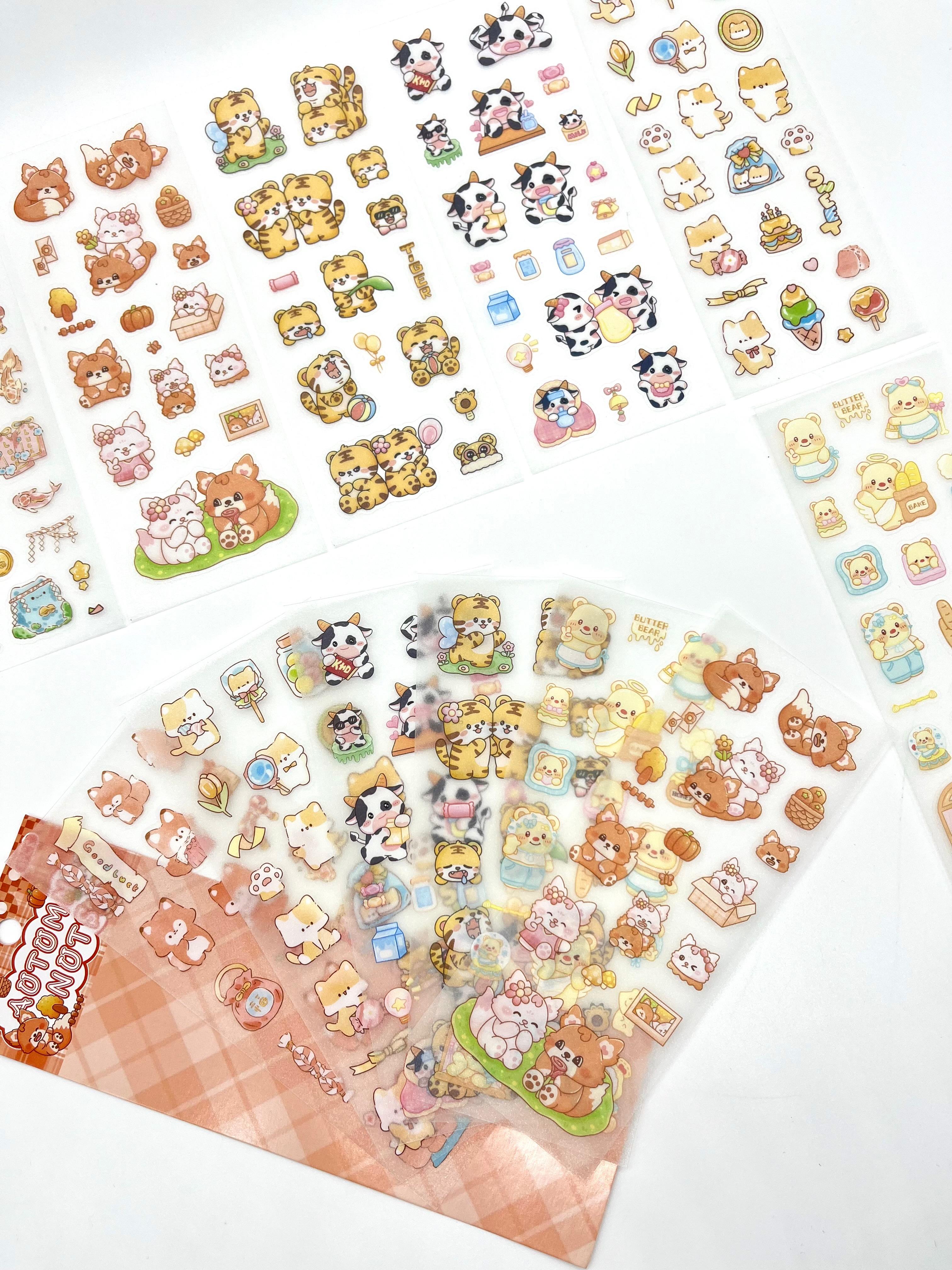 Kawaii Sevimli Hayvanlar 6 Yaprak 115 Adet Pastel Sticker Seti / Çıkartma / Etiket