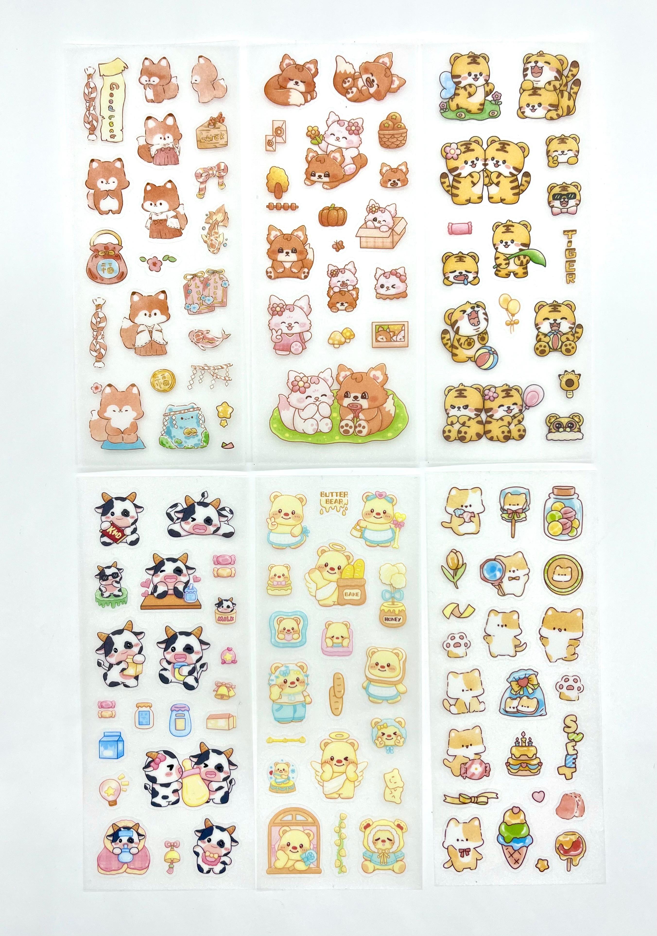 Kawaii Sevimli Hayvanlar 6 Yaprak 115 Adet Pastel Sticker Seti / Çıkartma / Etiket