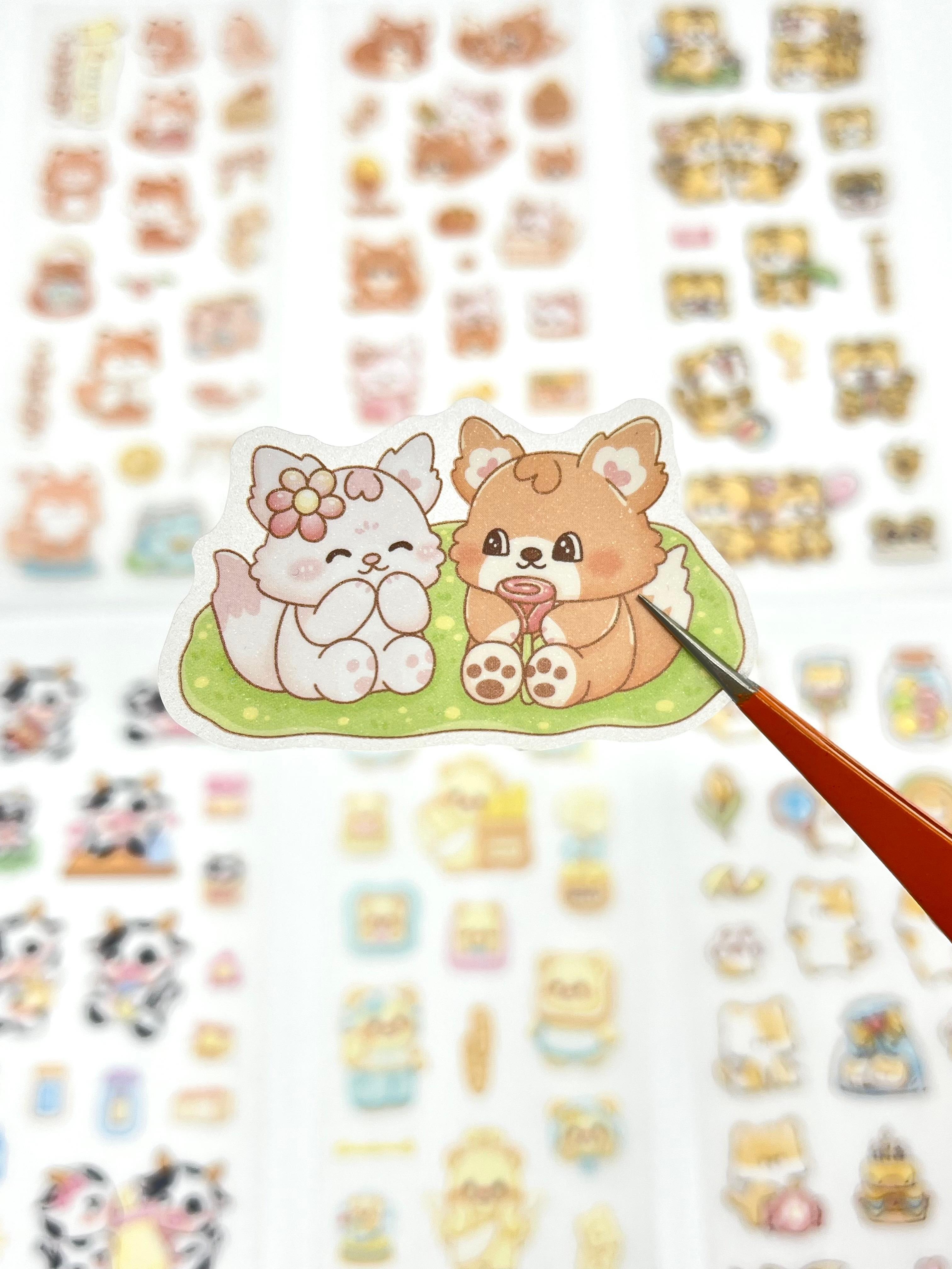 Kawaii Sevimli Hayvanlar 6 Yaprak 115 Adet Pastel Sticker Seti / Çıkartma / Etiket