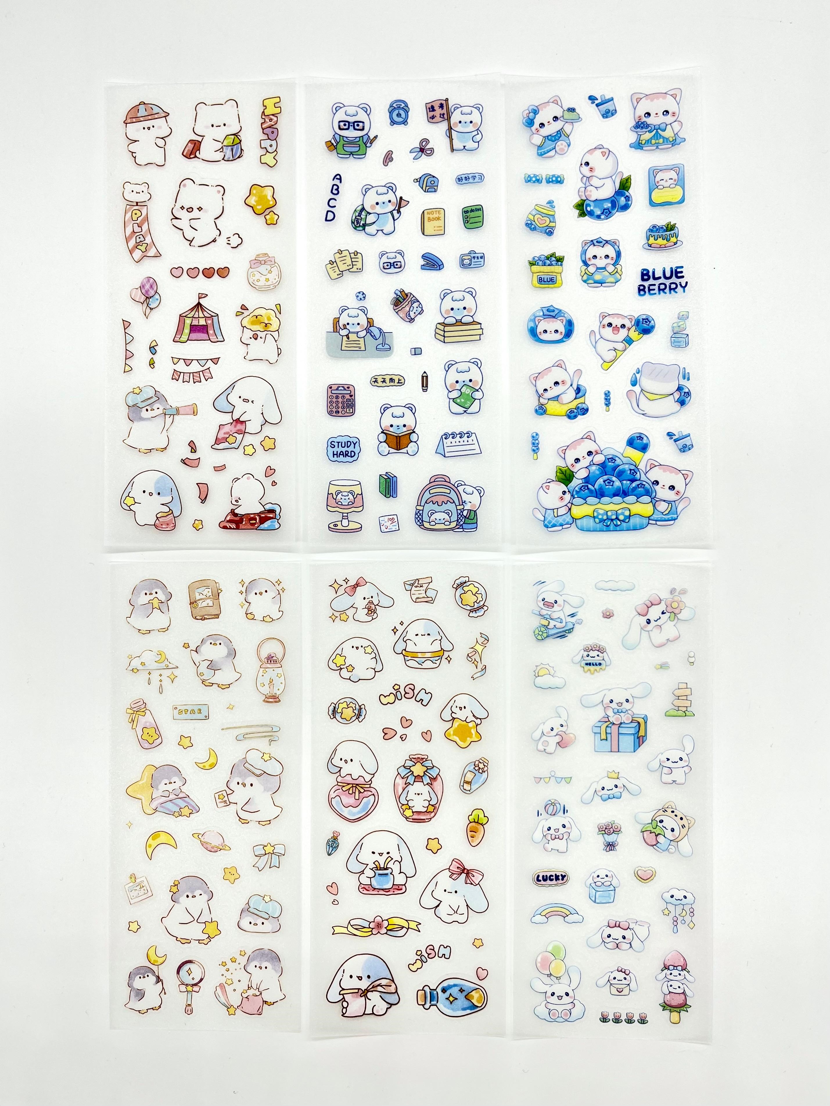 Kawaii Uyku ve Okul Temalı 6 Yaprak 149 Adet Sticker Seti/Etiket/Çıkartma/Bullet Journal
