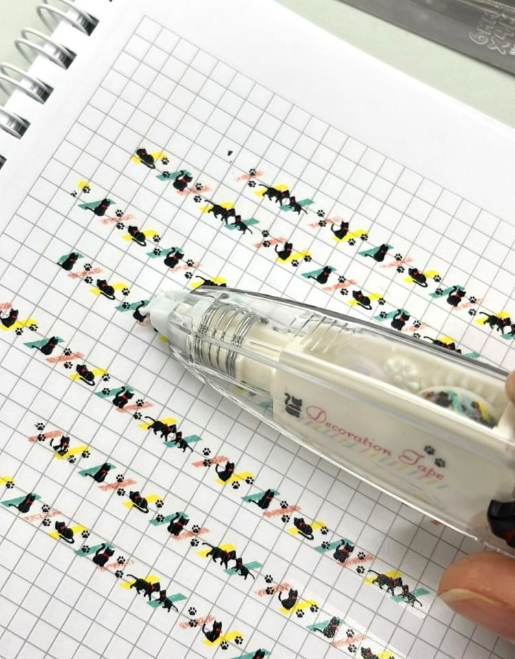 Kedi ve Pati Desenli Süsleme Bandı Tipex / Tipeks / Bullet Journal