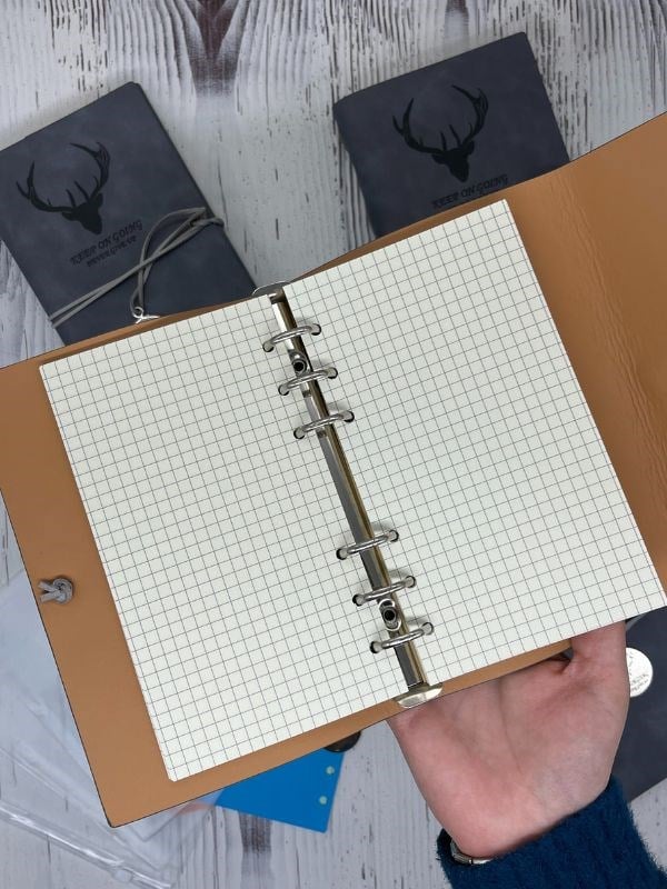 Keep On Going Binderli Deri Kapak Depolama Dosyalı Gri Renk Özel Tasarım Ajanda/Notebook/Klasörlü Defter