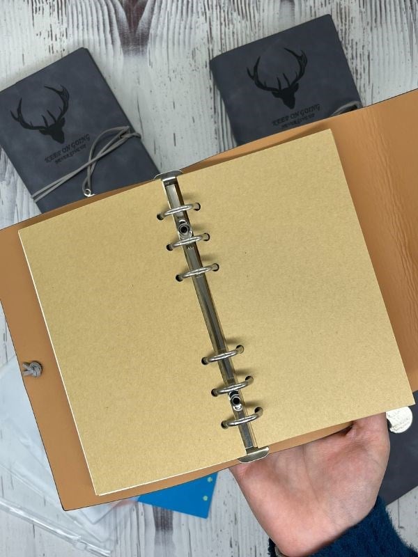 Keep On Going Binderli Deri Kapak Depolama Dosyalı Gri Renk Özel Tasarım Ajanda/Notebook/Klasörlü Defter