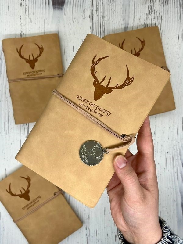 Keep On Going Binderli Deri Kapak Depolama Dosyalı Krem Renk Özel Tasarım Ajanda/Notebook/Klasörlü Defter