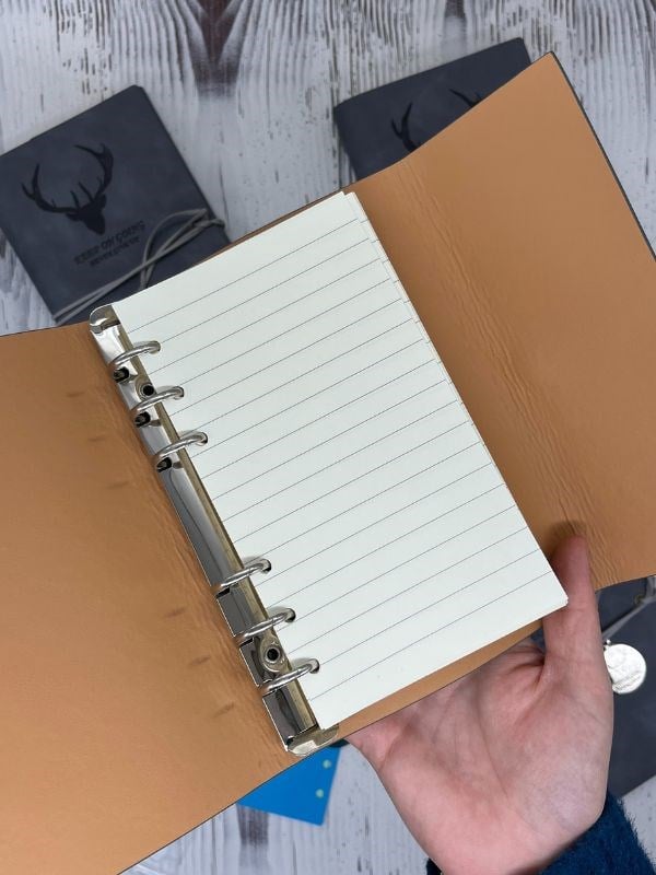 Keep On Going Binderli Deri Kapak Depolama Dosyalı Gri Renk Özel Tasarım Ajanda/Notebook/Klasörlü Defter