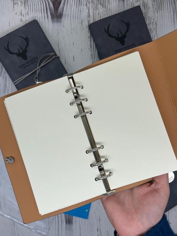 Keep On Going Binderli Deri Kapak Depolama Dosyalı Gri Renk Özel Tasarım Ajanda/Notebook/Klasörlü Defter