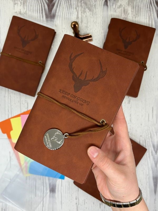 Keep On Going Binderli Deri Kapak Depolama Dosyalı Kahverengi Özel Tasarım Ajanda/Notebook/Klasörlü Defter