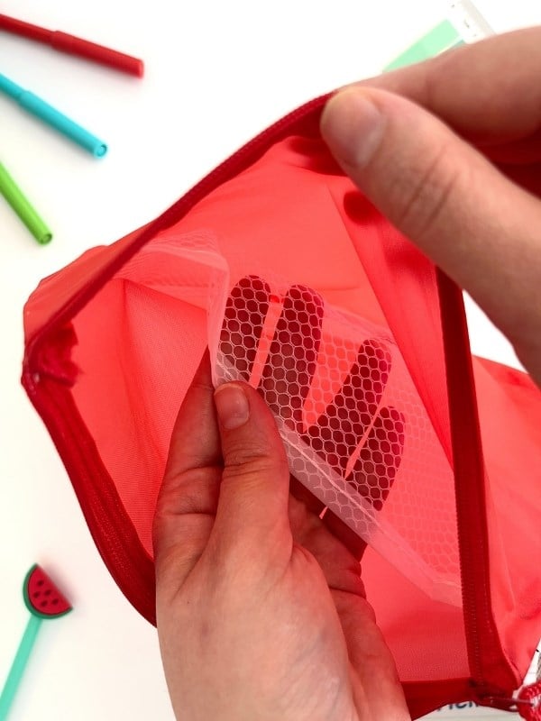Kırmızı Yarı Şeffaf Küçük Boy Çift Bölme Fermuarlı Organizer Dosya Çantası (23*16.5cm)/Toparlayıcı