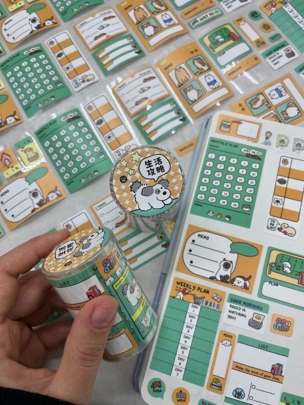 Köpek Temalı Tek Tek Çıkartmalı Haftalık-Aylık Planlayıcı Motivasyon Stickerı Washi Bant/Etiket/Bullet Journal