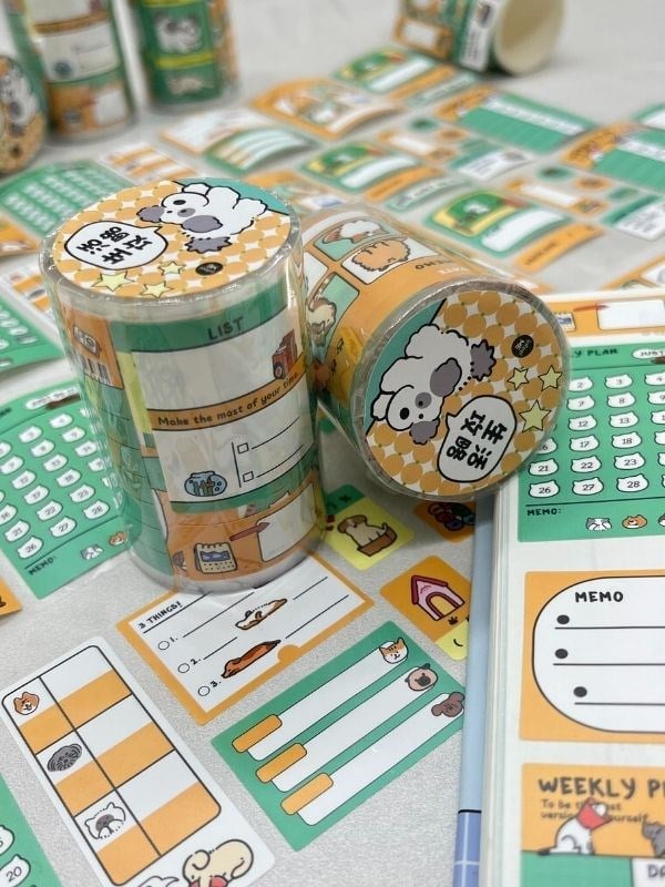 Köpek Temalı Tek Tek Çıkartmalı Haftalık-Aylık Planlayıcı Motivasyon Stickerı Washi Bant/Etiket/Bullet Journal