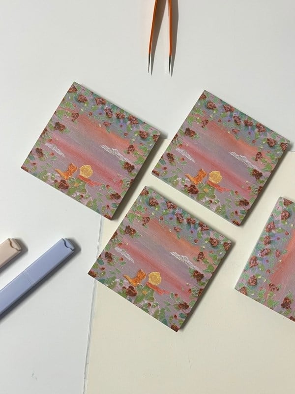 Küçük Prens Temalı Gün Batımı ve Güller Desenli Postit/Post-it/Yapışkanlı Not Kağıdı/Sticky Note