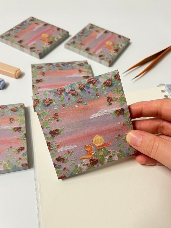 Küçük Prens Temalı Gün Batımı ve Güller Desenli Postit/Post-it/Yapışkanlı Not Kağıdı/Sticky Note