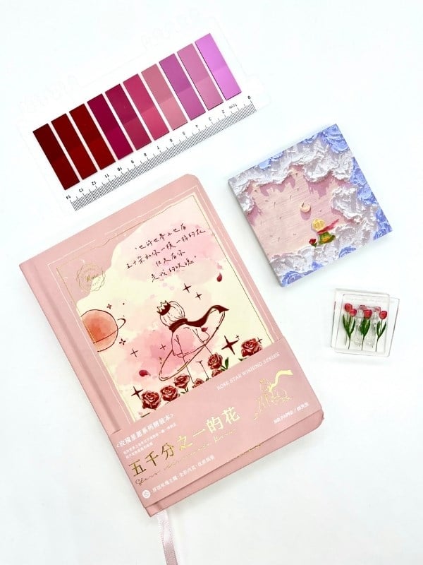 Küçük Prens Temalı Journal Seti Pembe Renk Defter/ Postit/ Bordo İndeks/ Pembe Lale Klips