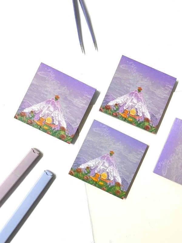 Küçük Prens Temalı Mor Dağ ve Kedi Desenli Postit/Post-it/Yapışkanlı Not Kağıdı/Sticky Note
