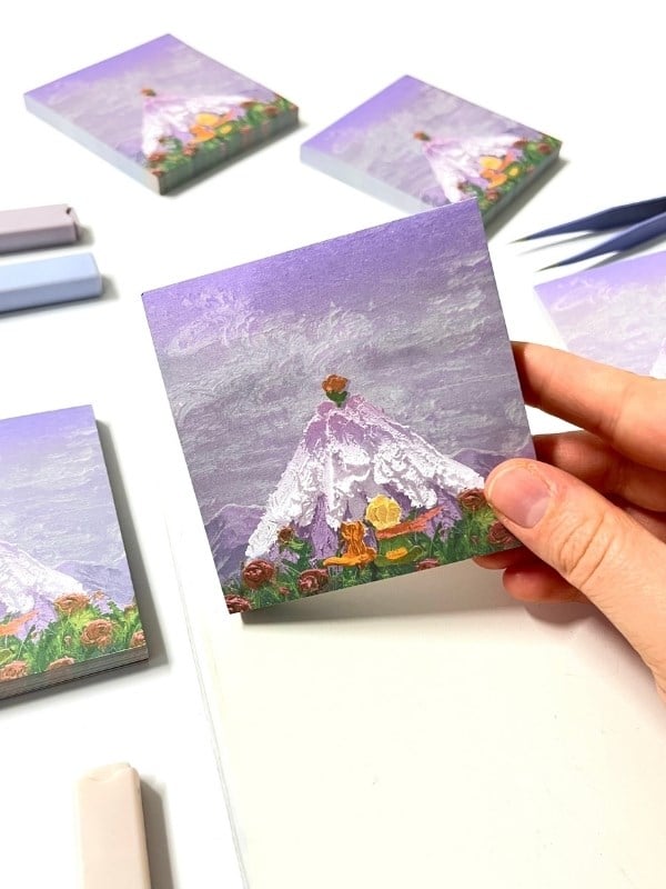 Küçük Prens Temalı Mor Dağ ve Kedi Desenli Postit/Post-it/Yapışkanlı Not Kağıdı/Sticky Note