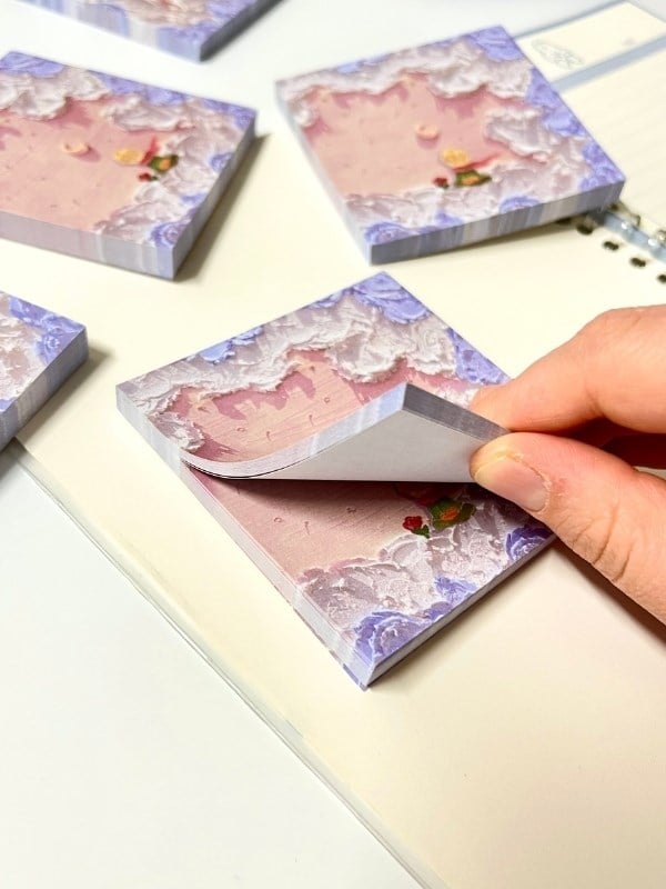 Küçük Prens Temalı Pembe ve Mor Bulut Desenli Postit/Post-it/Yapışkanlı Not Kağıdı/Sticky Note