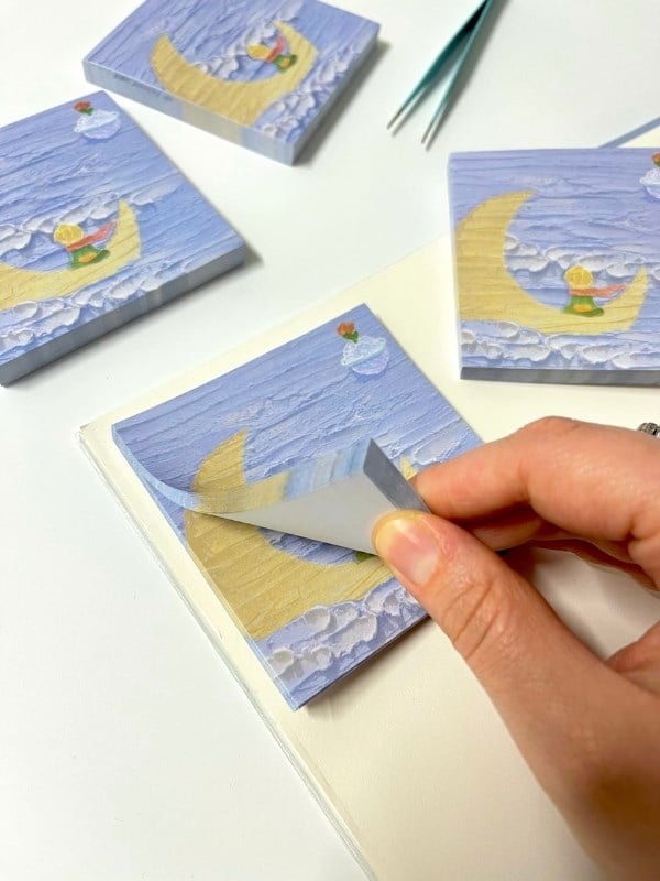 Küçük Prens Temalı Sarı Ay ve Bulut Desenli Postit/Post-it/Yapışkanlı Not Kağıdı/Sticky Note