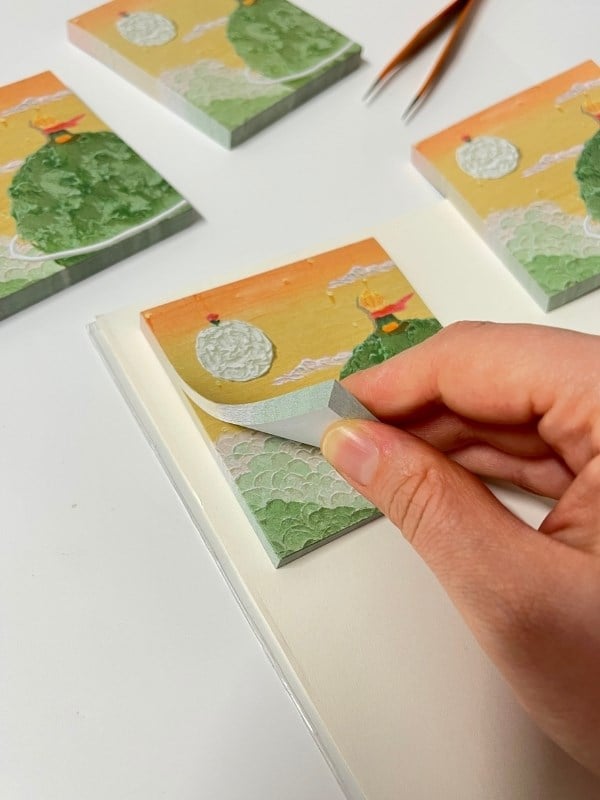 Küçük Prens Temalı Yeşil Gezegen ve Gün Batımı Desenli Postit/Post-it/Yapışkanlı Not Kağıdı/Sticky