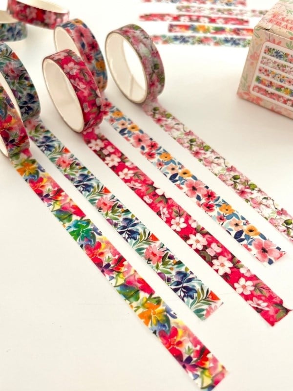 Lace Fragrance Bahar Çiçekleri Temalı 5'li Washi Bant Set (5*2m)/Masking Tape/Desenli Bant