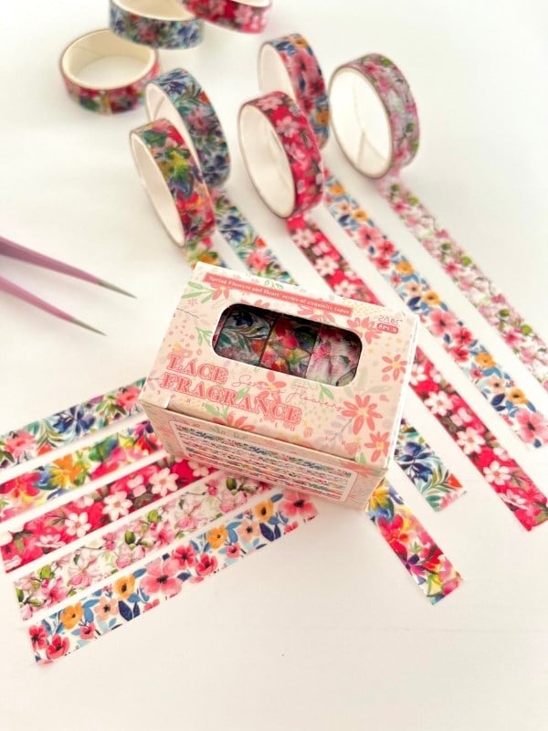 Lace Fragrance Bahar Çiçekleri Temalı 5'li Washi Bant Set (5*2m)/Masking Tape/Desenli Bant