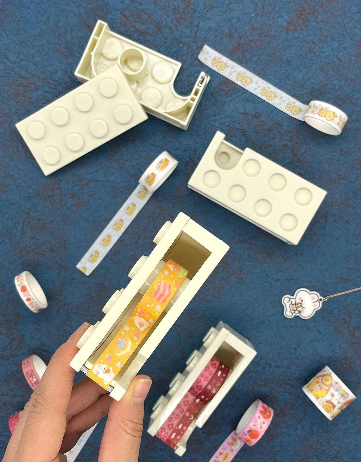 Lego Tasarımlı Krem Masa Üstü Washi Bant Kesim Aparatı / Washi Tape / Bullet Journal