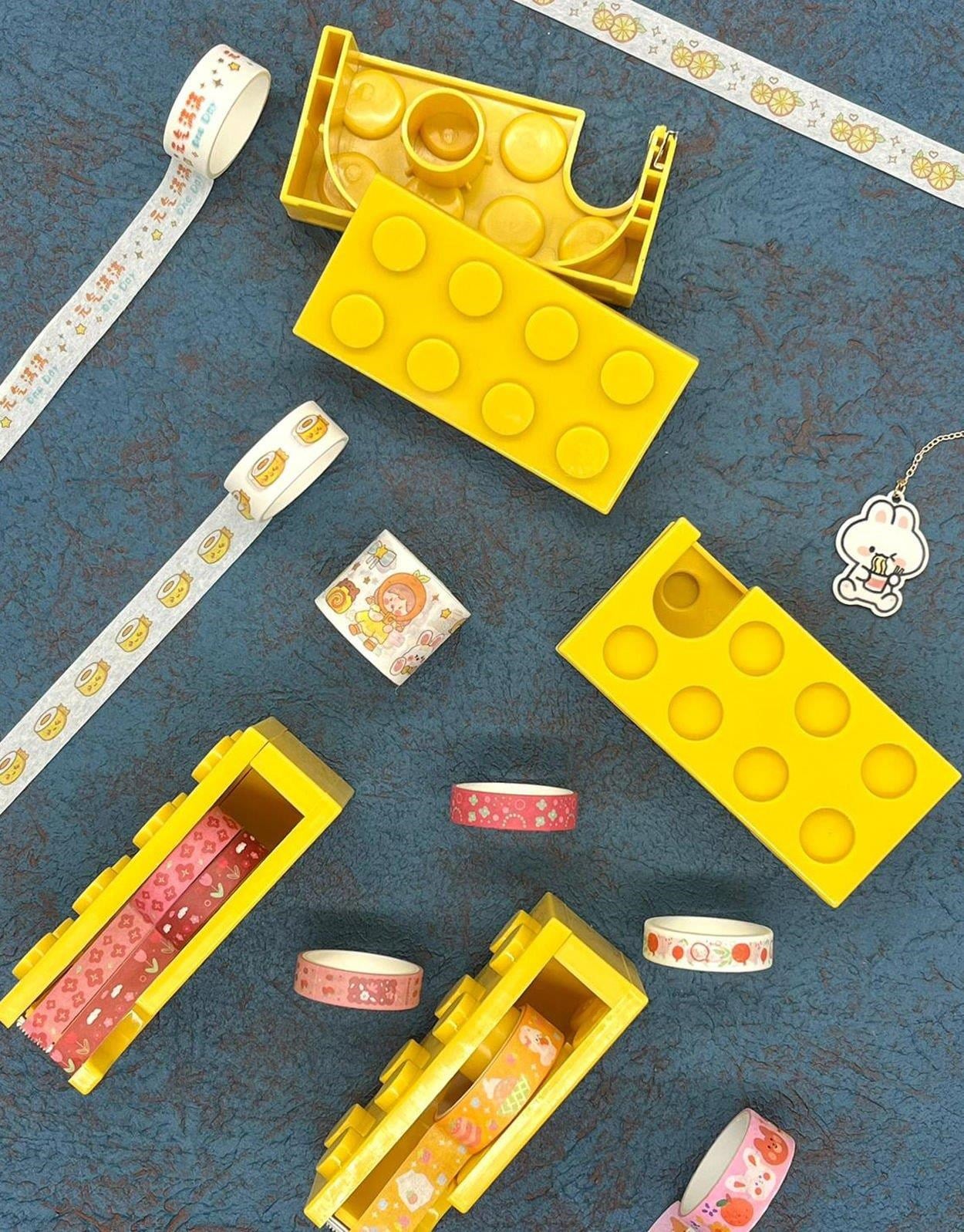 Lego Tasarımlı Sarı Masa Üstü Washi Bant Kesim Aparatı / Washi Tape / Bullet Journal