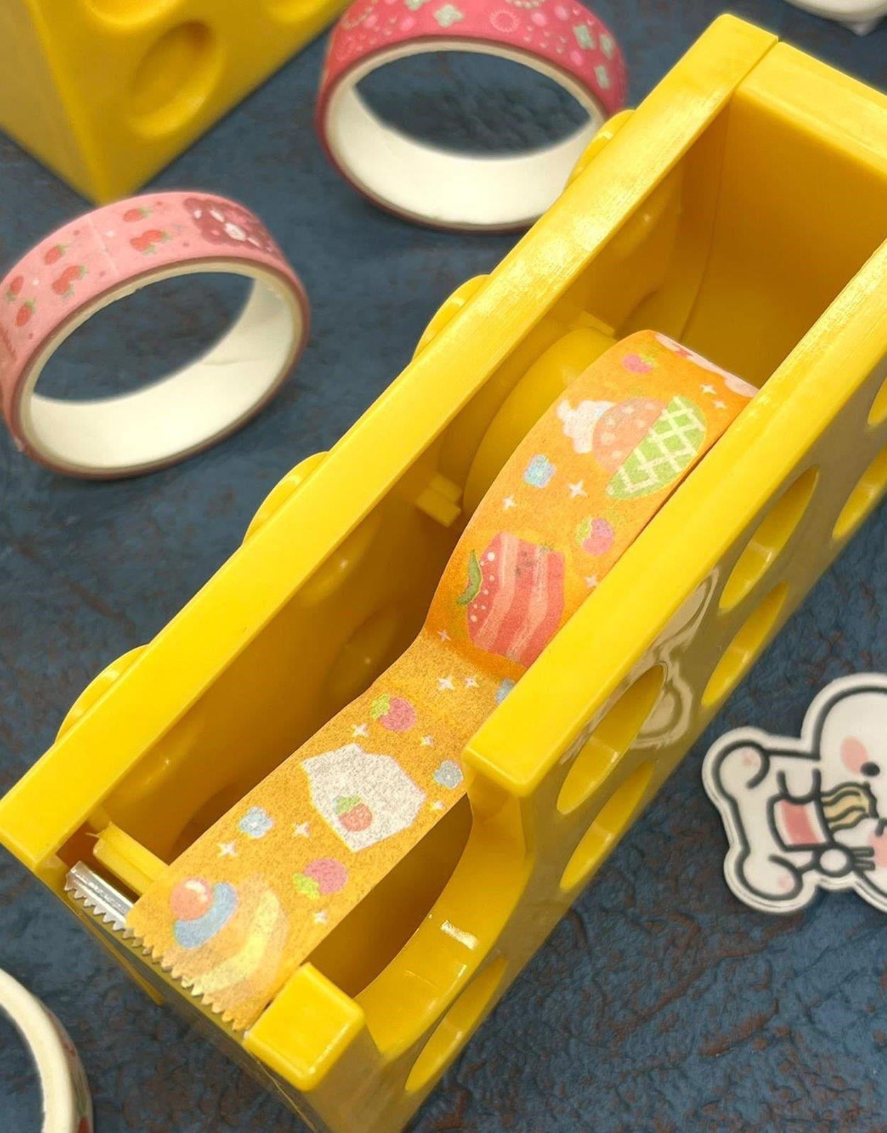 Lego Tasarımlı Sarı Masa Üstü Washi Bant Kesim Aparatı / Washi Tape / Bullet Journal