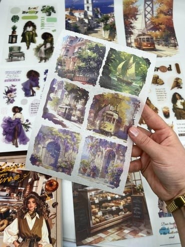Leisure Time Seyahat ve Kahve 30 Yaprak 384 Adet Sticker 20 Yaprak Scrapbook Kağıdı/Etiket/Çıkartma
