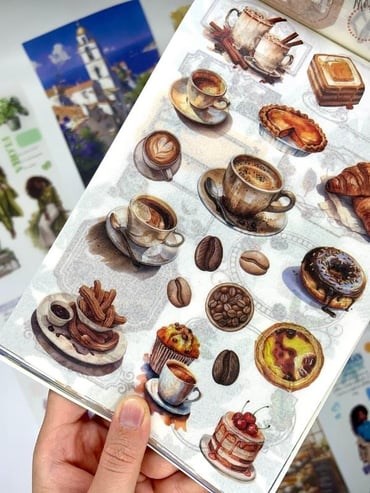 Leisure Time Seyahat ve Kahve 30 Yaprak 384 Adet Sticker 20 Yaprak Scrapbook Kağıdı/Etiket/Çıkartma