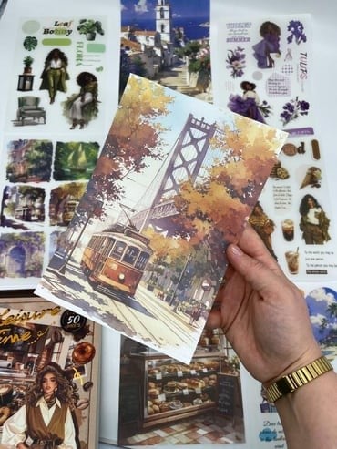 Leisure Time Seyahat ve Kahve 30 Yaprak 384 Adet Sticker 20 Yaprak Scrapbook Kağıdı/Etiket/Çıkartma