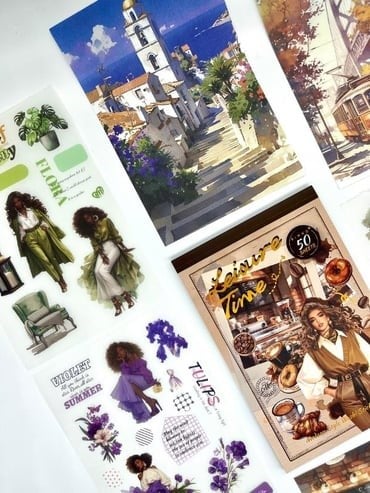 Leisure Time Seyahat ve Kahve 30 Yaprak 384 Adet Sticker 20 Yaprak Scrapbook Kağıdı/Etiket/Çıkartma