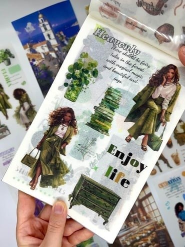 Leisure Time Seyahat ve Kahve 30 Yaprak 384 Adet Sticker 20 Yaprak Scrapbook Kağıdı/Etiket/Çıkartma