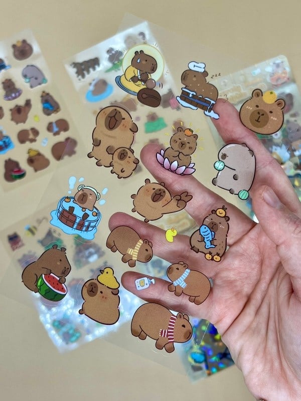 Leisurely 3 Yaprak 52 Adet Capybara Sticker Set/Su Geçirmez/Etiket/Çıkartma/Kapibara/Bullet Journal